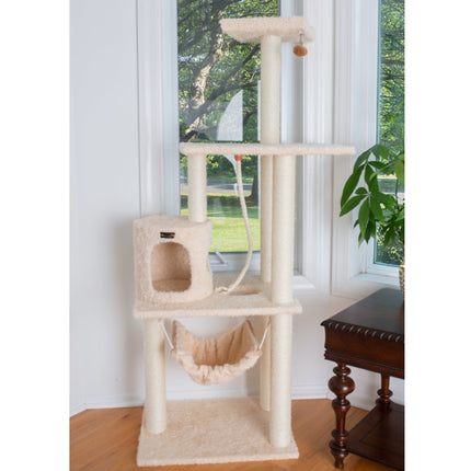 Armarkat 70" Cat FurnitureUltra thick Faux Fur Covered Cat Condo House A7005 Beige