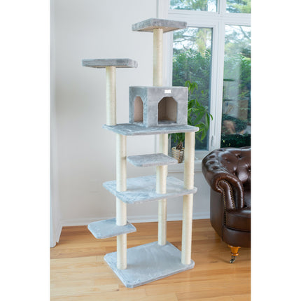 GleePet GP78740822 74-Inch Cat Tree With Seven Levels Silver Gray