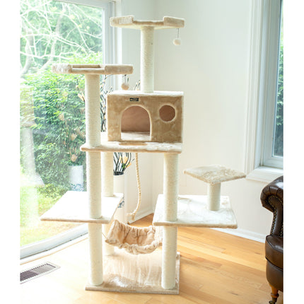 Armarkat 72" Beige Cat Tree With Spacious Condo SratchIng Post A7202