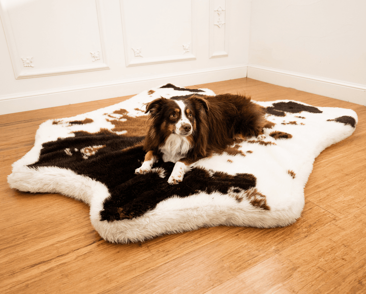 PupRug™ Animal Print Memory Foam Dog Bed - Brown Faux Cowhide
