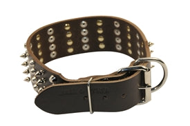 4 Row Studs & Spikes Collar 2 1/4" Width