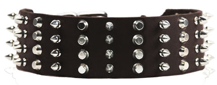 4 Row Studs & Spikes Collar 2 1/4" Width