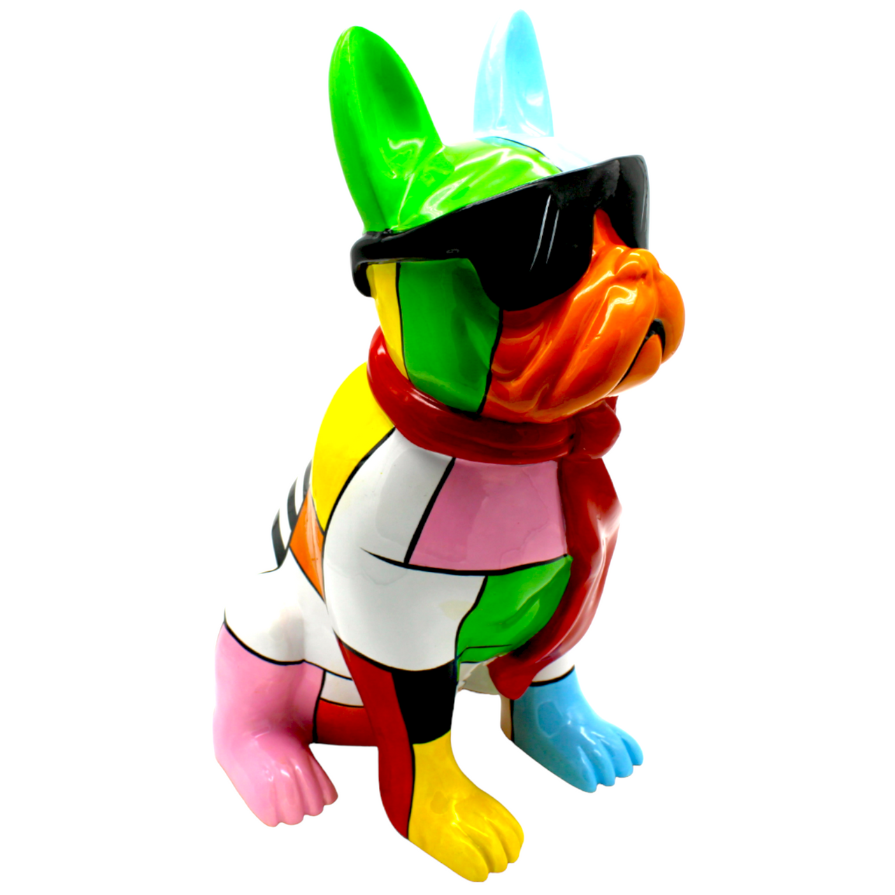 Patchwork Expressionist Dog with Glasses - 14