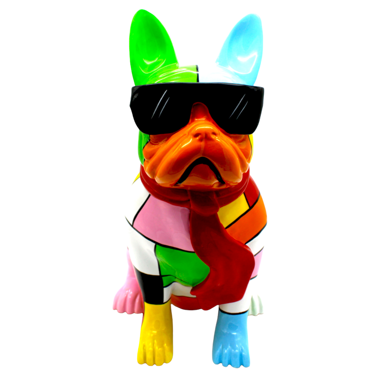 Patchwork Expressionist Dog with Glasses - 14