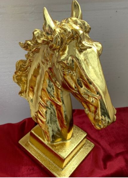 Golden Horse Head Sculpture