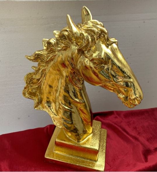 Golden Horse Head Sculpture