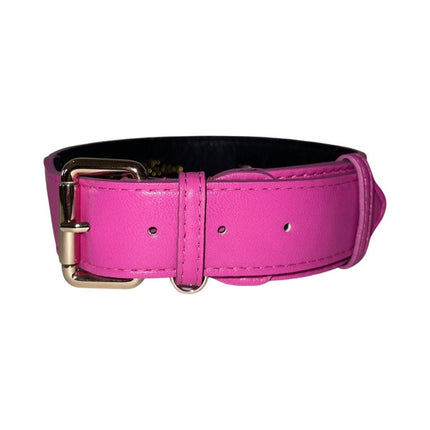 Classic Fuchsia Italian Leather Collar