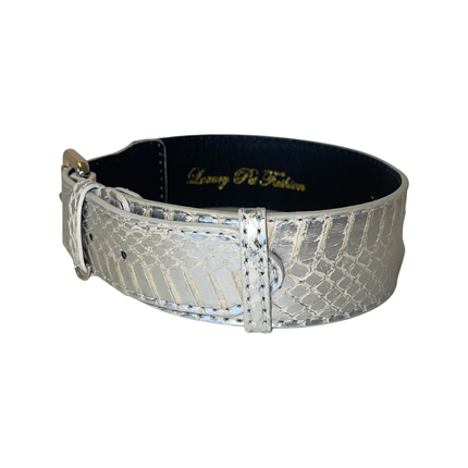 Stunning Silver Snake Classic Collar With Gold Classic Hardware