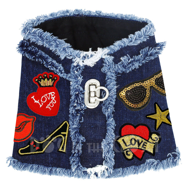 I Love You Denim Harness Vest