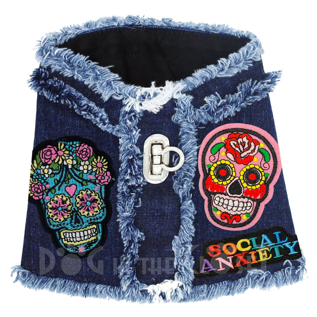 Sugar Skulls Denim Harness Vest