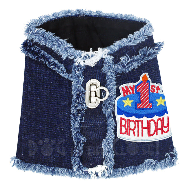 1st Birthday (Blue) Denim Harness Vest