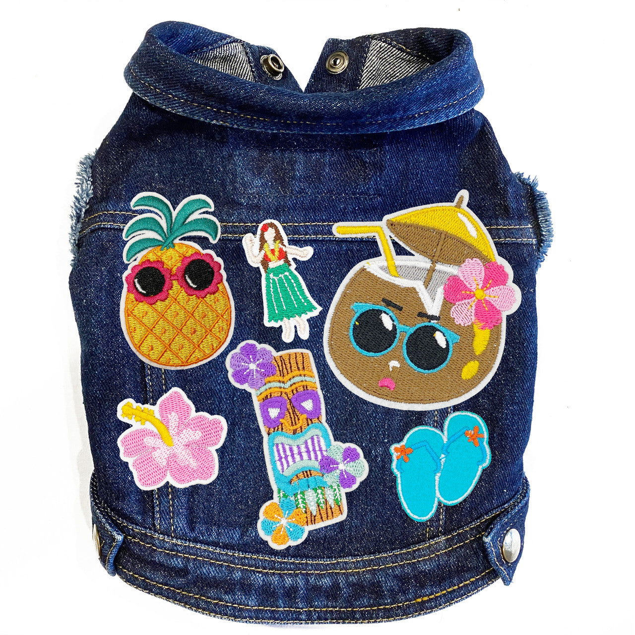 Tiki Time Dog Jacket Blue Denim