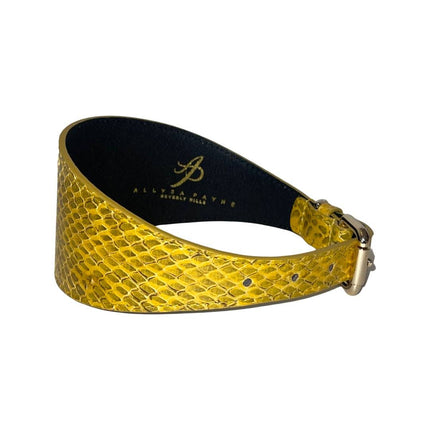 Mustard Yellow & Black Snake 3” Wide Style Collar