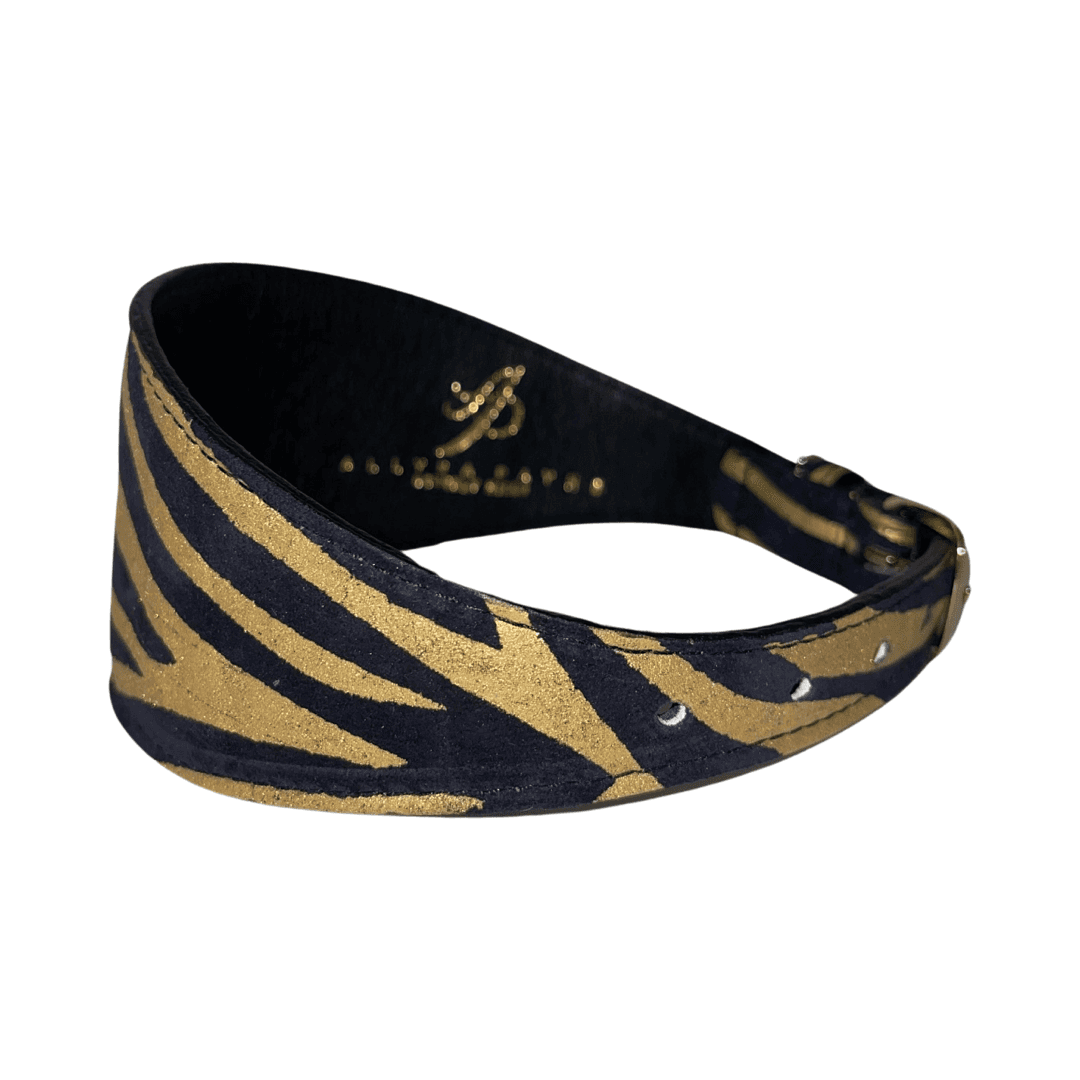 Black & Gold Zebra Print 3” Wide Style Collar