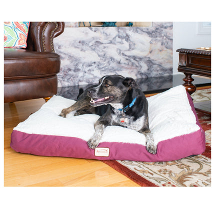 Armarkat M02HJH/MB-L Large Pet Bed Mat With Poly Fill Cushion& Removable Cover Ivory & Burgundy