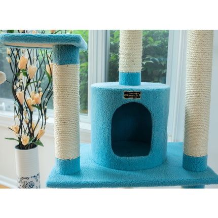 Armarkat B6605 65-Inch Classic Cat Tree In Sky Blue Jackson Galaxy Approved Five Levels With Perch Condo Hanging Tunnel