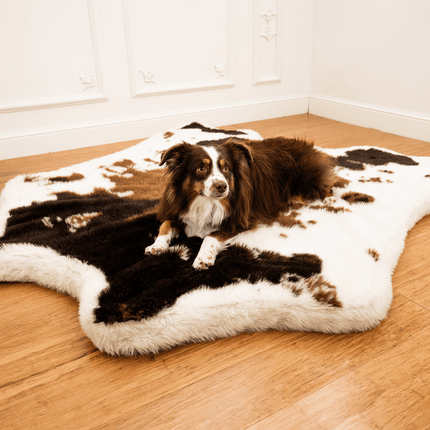 PupRug™ Animal Print Memory Foam Dog Bed - Brown Faux Cowhide