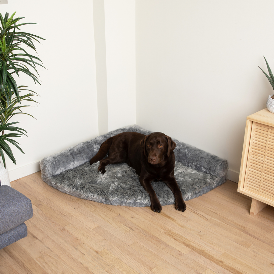 PupRug™ Memory Foam Corner Dog Bed - Charcoal Grey 