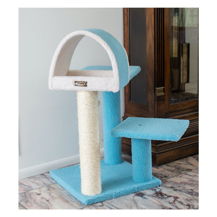 Armarkat Sky Blue 29" Cat Tree With Scratcher And Tunnel For Squeeze Snoozing And Hiding B2903