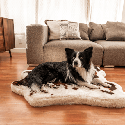 PupRug™ Animal Print Memory Foam Dog Bed - Brown Faux Cowhide