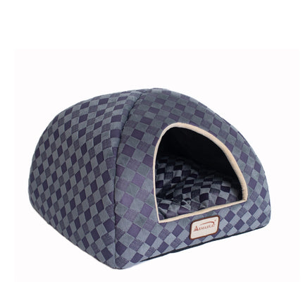 Armarkat Cat Bed C65HHG/LS Purple Gray Combo Checkered Pattern