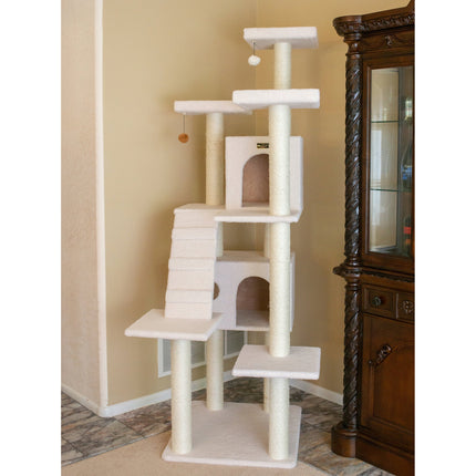 Armarkat B7701 Classic Cat Tree In Ivory Jackson Galaxy Approved Multi Levels With Ramp Three Perches Two Condos