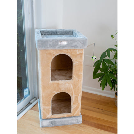 Armarkat Double Condo Cat House With SratchIng Carpet For Cats Kitty Enjoyment