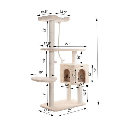 Armarkat Faux Fur Covered Cat Scratch Furniture 57" Beige A5708