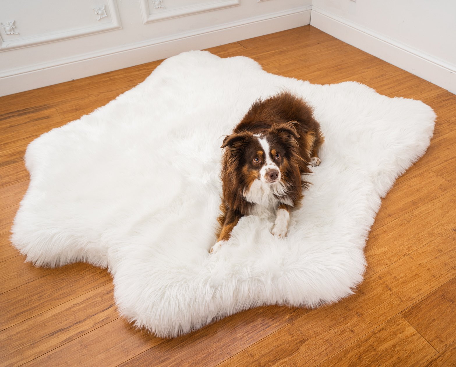 PupRug Animal Print Memory Foam Dog Bed - Polar Bear Faux Hide Junior (40