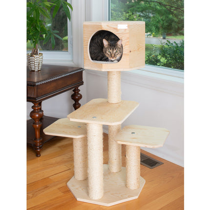 Armarkat Premium S4203 Scots Pine Solid Wood Cat Tree 46" Tall