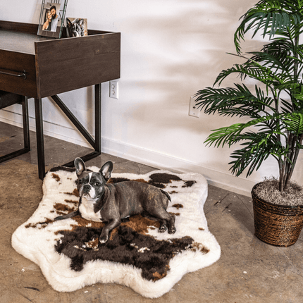 PupRug™ Animal Print Memory Foam Dog Bed - Brown Faux Cowhide