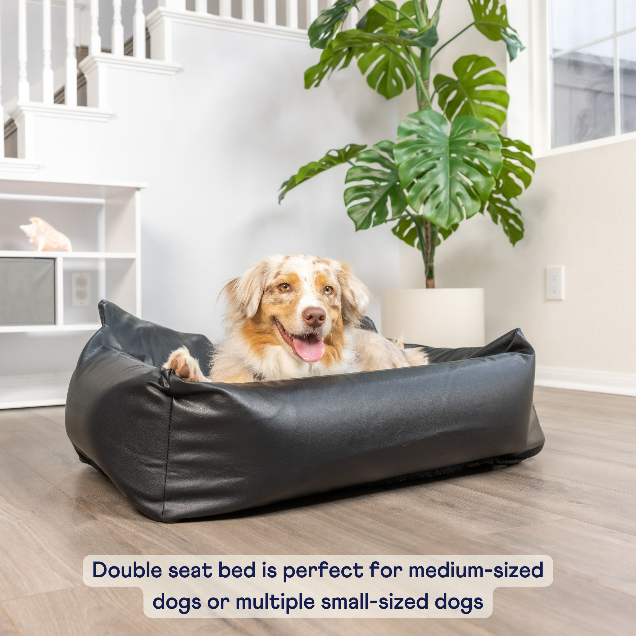 PupProtector Faux Leather Memory Foam Dog Car Bed - Black