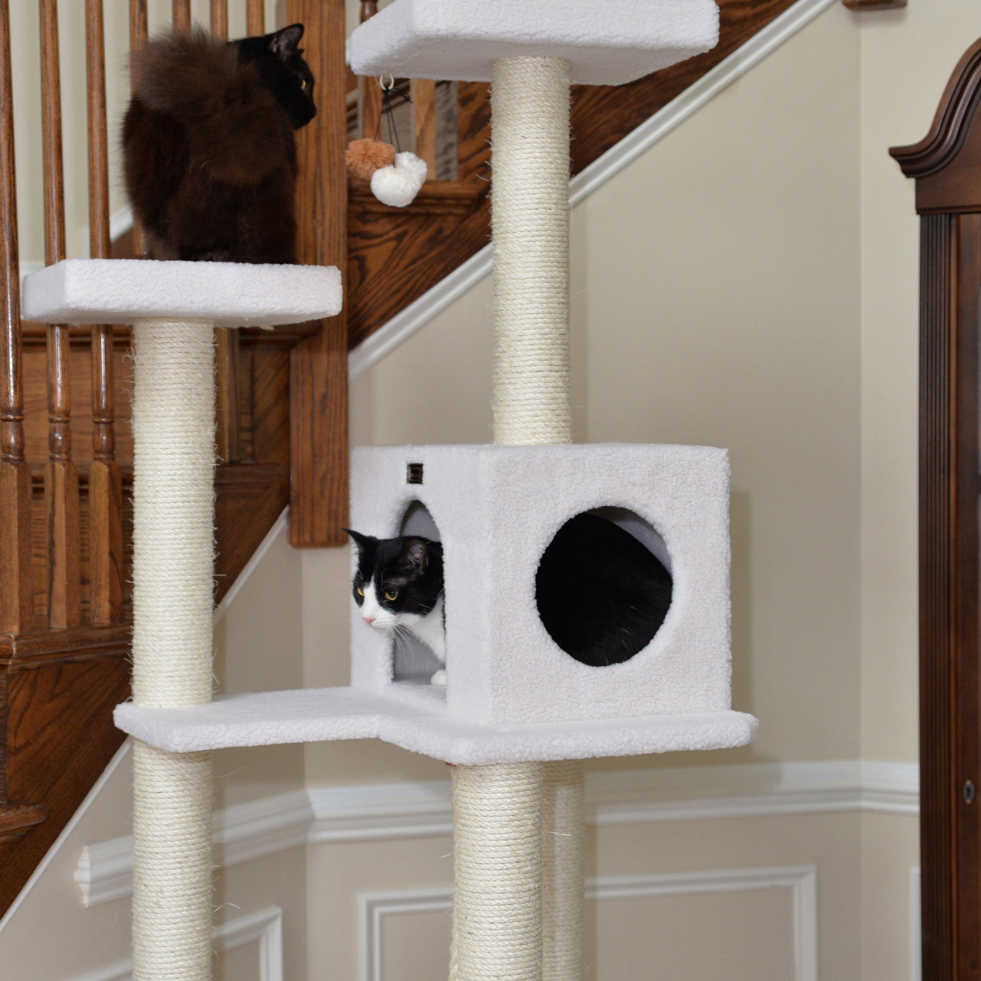 Armarkat B7301 Classic Cat Tree In Ivory, Jackson Galaxy Approved, Four Levels With Rope SwIng, Hammock, Condo, and Perch