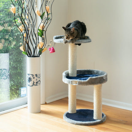 Three-level compact scratcher x2905 Gray W Plush Perch