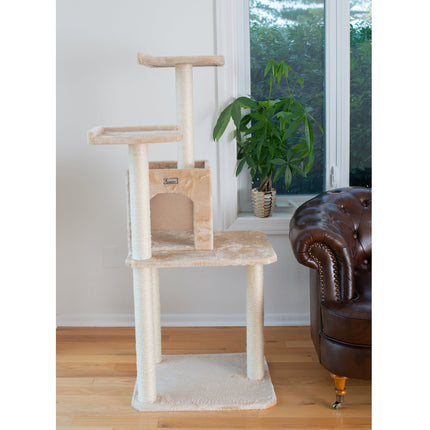 GleePet GP78571021 57-Inch Cat Tree In Beige With Two-Door Condo