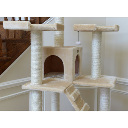 Armarkat 74" Multi-Level Cat Tree Large Cat Play Furniture With SratchhIng Posts Large Playforms A7401 Beige