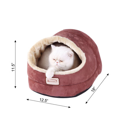 Armarkat faux suede Cat Bed and Cave 18"(L) x 12.5"(W) x 11.5"(H) C18HTH/MH Indian Red