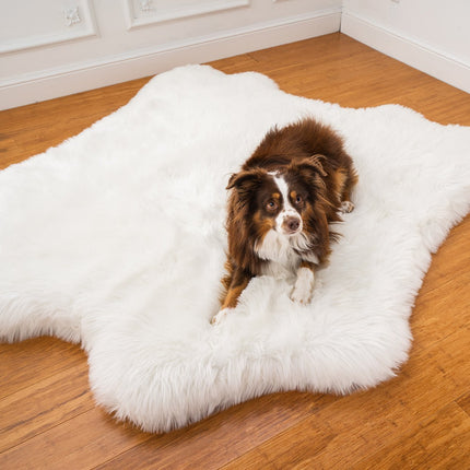 PupRug™ Animal Print Memory Foam Dog Bed - Polar Bear Faux Hide