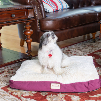 Armarkat M02HJH/MB-M Medium Pet Bed Dog Crate Mat With Poly Fill Cushion & Removable Cover Burgundy & Ivory