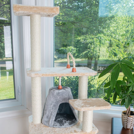 Armarkat 65" Cat Tree With Sisal Rope Hammock soft-side playhouse A6501