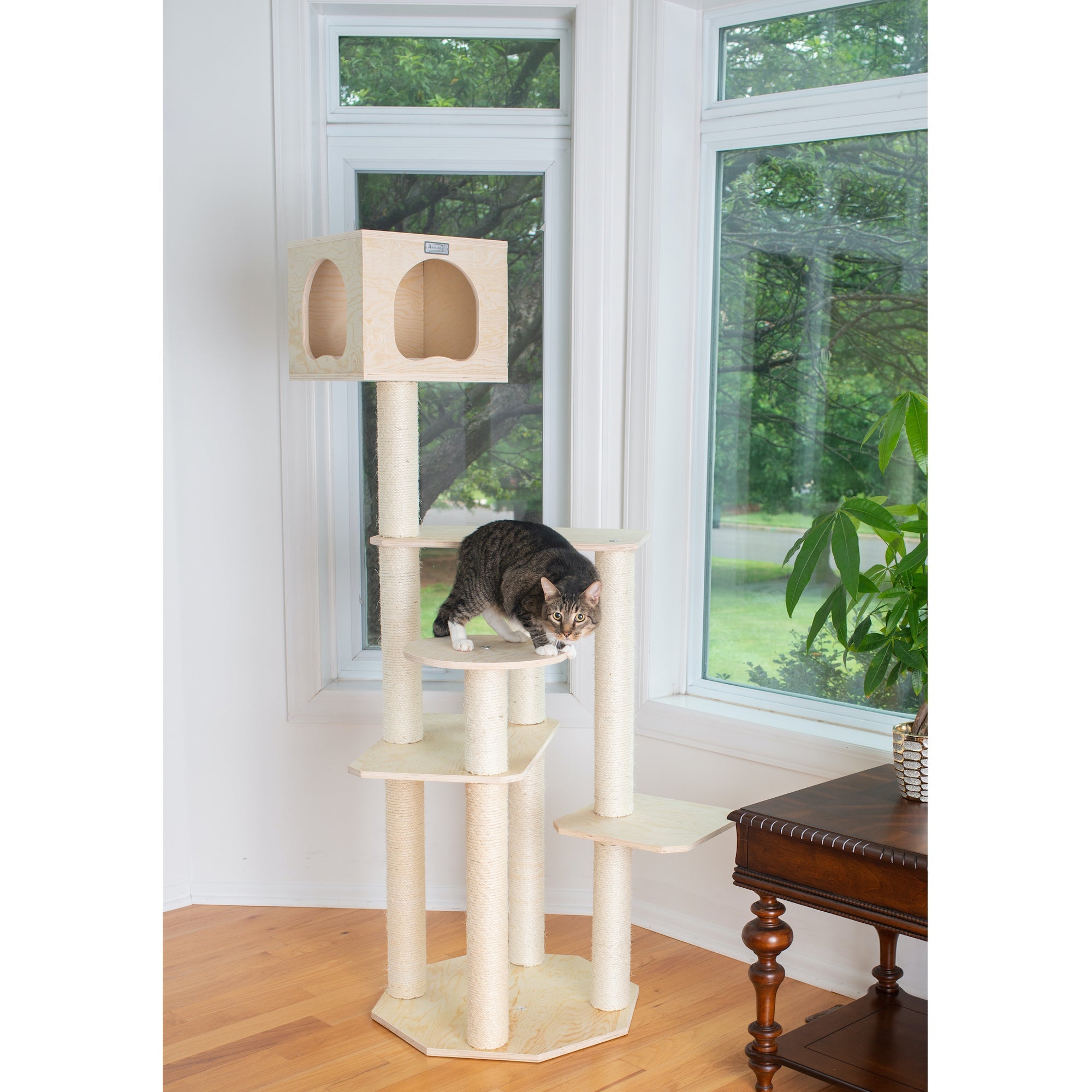 Armarkat Premium Scots Pine 69-Inch Cat Tree With Five Levels, Perch, Condo