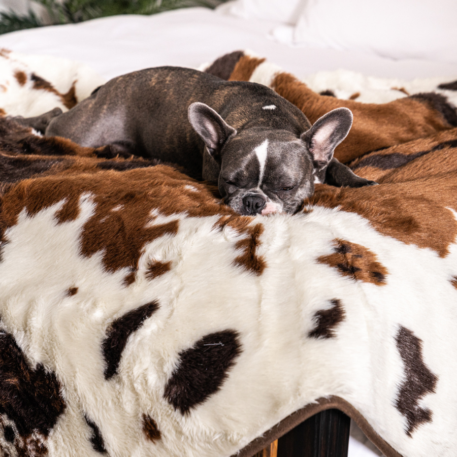 PupProtector Waterproof Throw Blanket - Brown Faux Cowhide