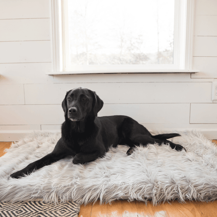 PupRug Faux Fur Orthopedic Dog Bed - Rectangle Grey