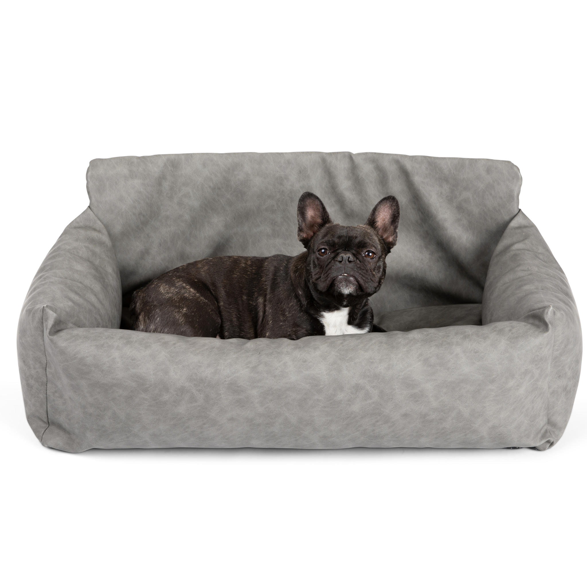 PupProtector Faux Leather Memory Foam Dog Car Bed - Slate Gray