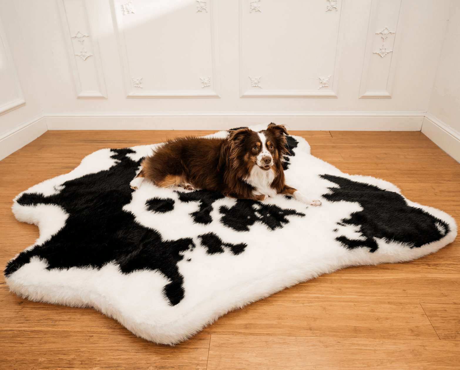 PupRugAnimal Print Memory Foam Dog Bed - Black Faux Cowhide