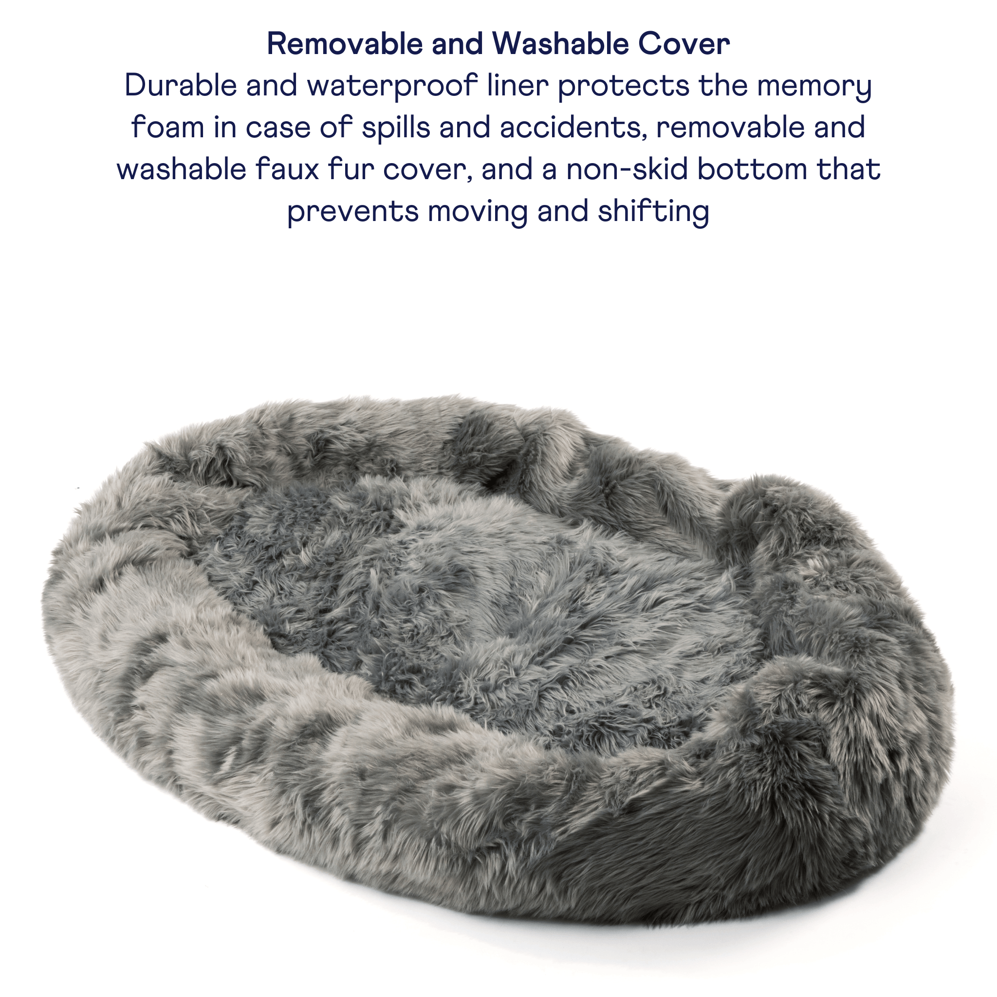 PupCloud Human-Size Faux Fur Memory Foam Dog Bed - Charcoal Grey