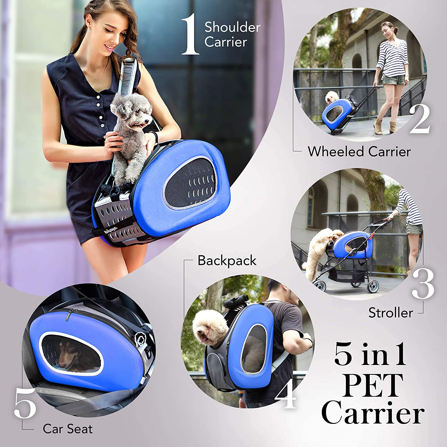 5-in-1 Combo EVA  Pet Carrier/Stroller (Luxury package)