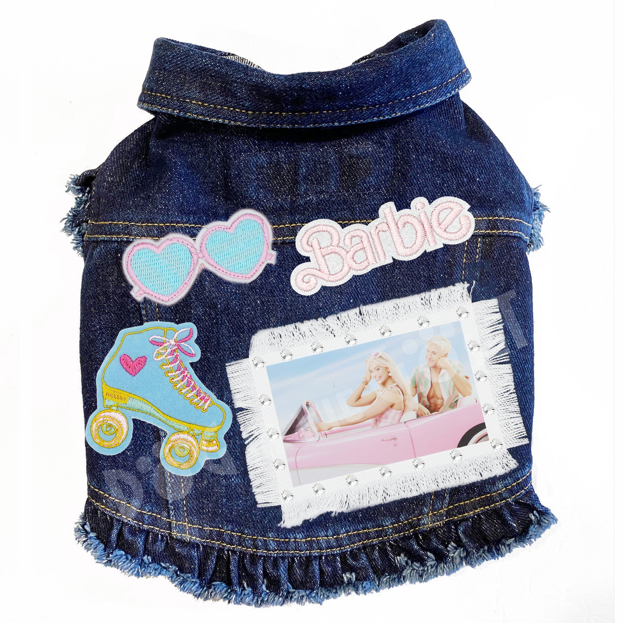 Barbie Dog Jacket Blue Denim with Ruffles