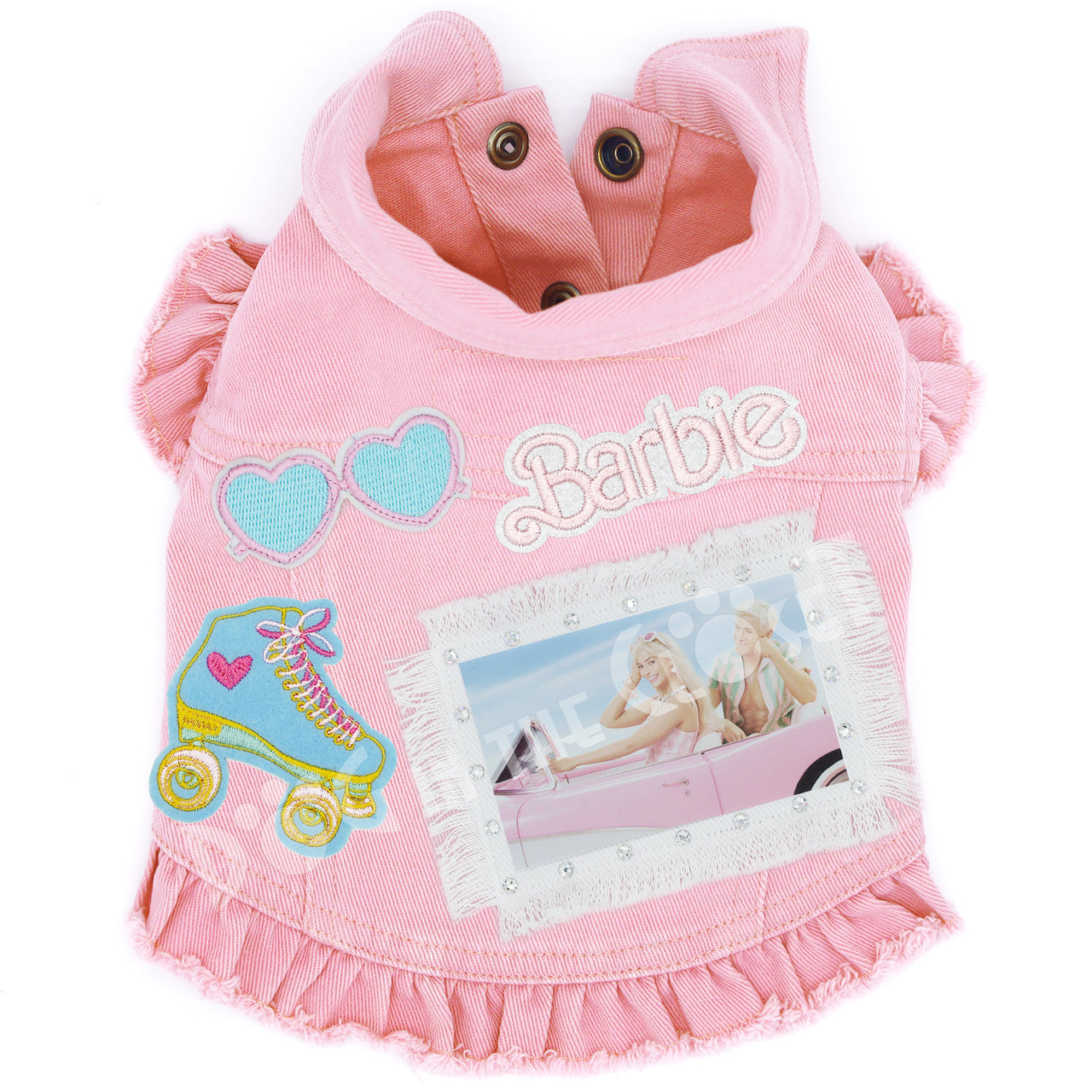 Barbie Dog Jacket Pink Denim with Ruffles