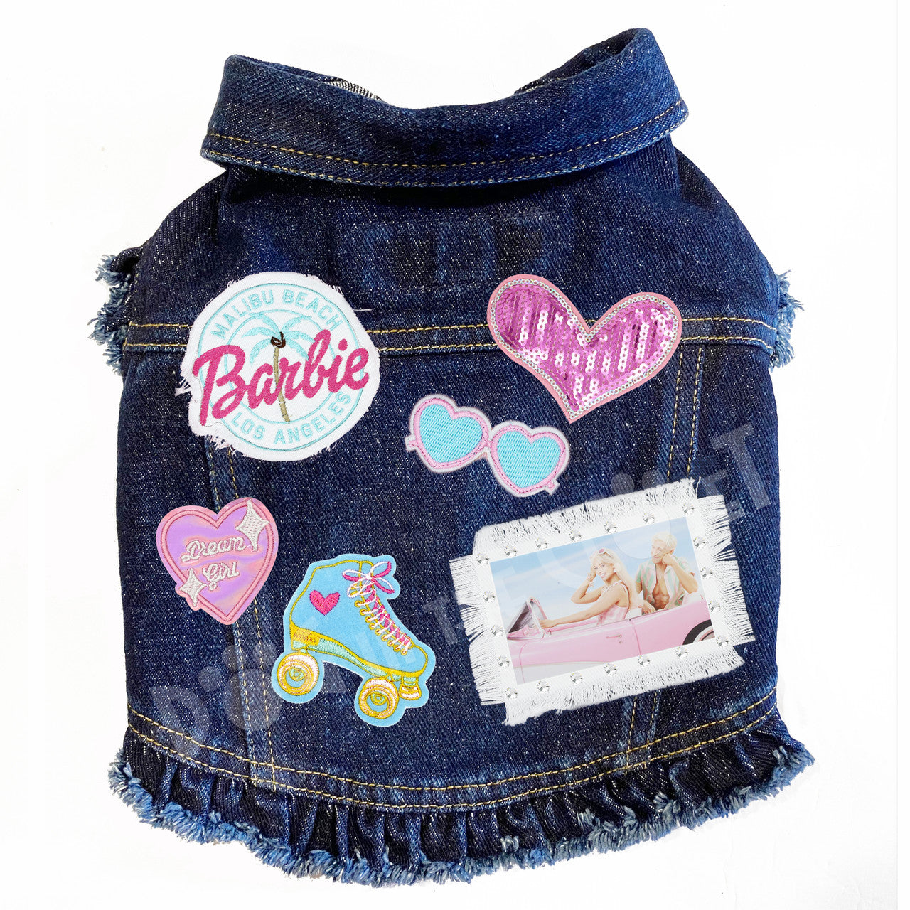 Barbie - Large Dog Jacket Blue Denim with Ruffles